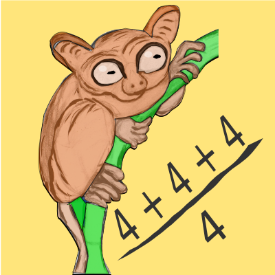 Tarsier with four fours that calulates to 3.