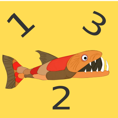 Vampire Fish with numbers 1, 2, and 3